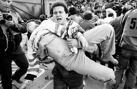 La cara del horror de la violencia en Heysel. Foto: Vavel